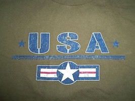 USA American Patriotic Military Green Graphic Print T Shirt M - $17.17