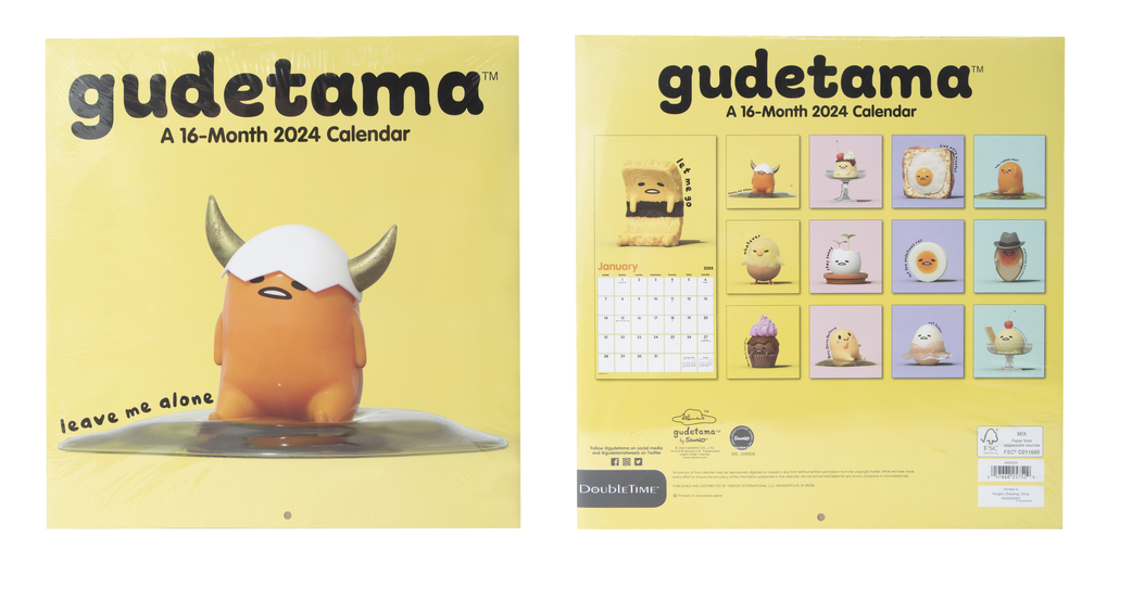 GUDETAMA 2024 WALL CALENDAR 12"x24" Sanrio Hello Kitty Kuromi Lazy Egg