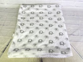 Modern Baby Blanket Elephant Print Gray White Minky Soft Security Lovey - $59.40