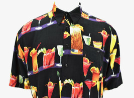 Monticerutti Cocktails Print Hawaiian Shirt Mens Large - $29.65