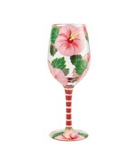 Lolita Wine Glass Pink Hibiscus 9&quot; High 15 oz Gift Boxed Collectible #60... - $39.10