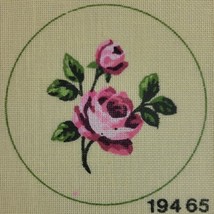Needlepoint Canvas Floral Rose Royal Paris 22 Ct Petit Point Round 2 AVA... - $8.95
