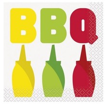 Classic BBQ 16 Ct Beverage Napkins Summer Ketchup Mustard Bottle - $3.85