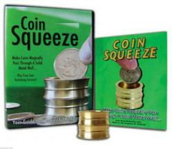 PRO Magic Coin Squeeze Deluxe EXAMINABLE Solid Brass PENETRATION - WATCH... - $24.99