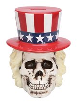 PTC Uncle Sam Skeleton Skull Piggy Bank Ceramic Statue Figurine, 8&quot; H - $26.87