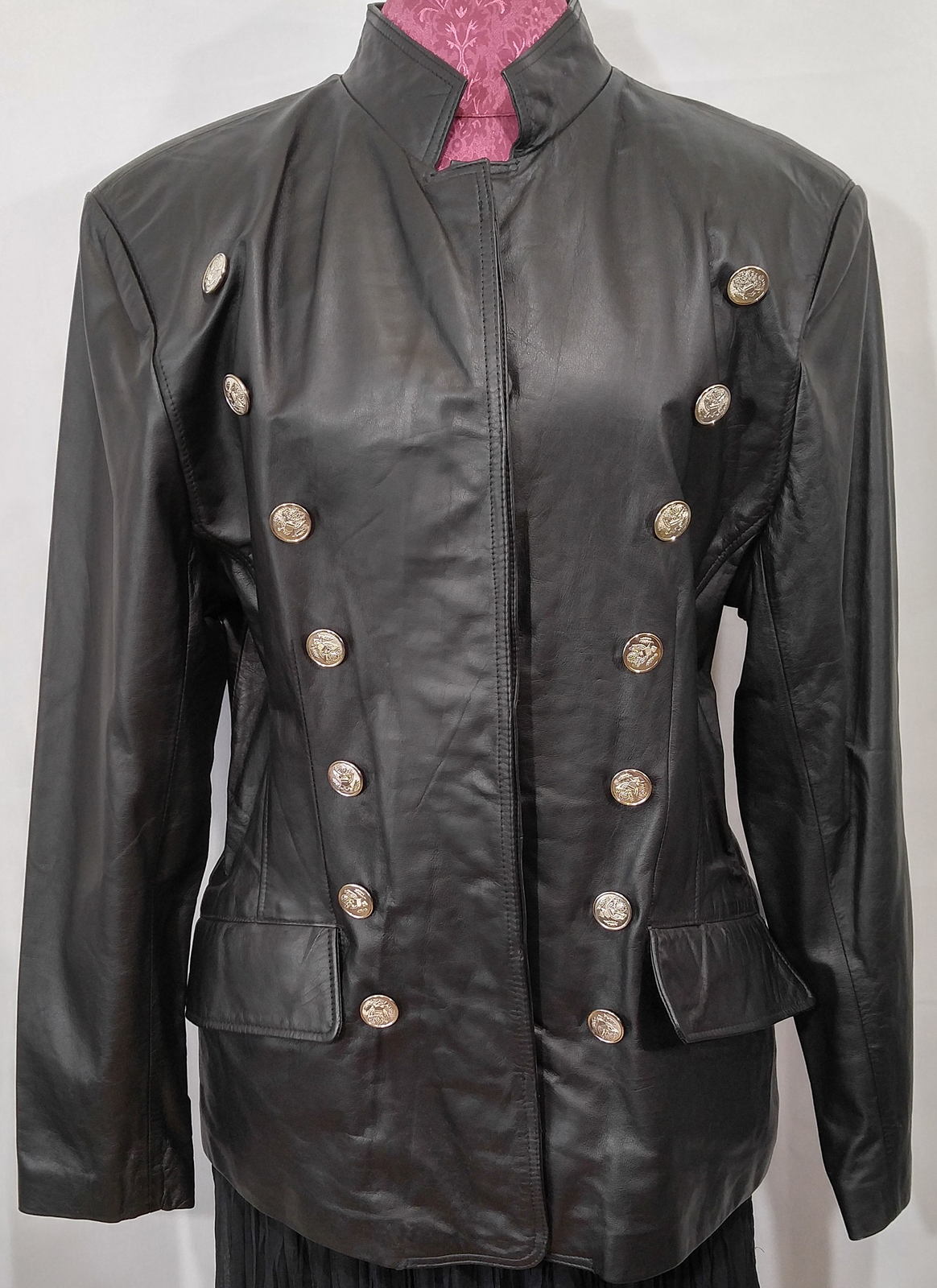 Primary image for Vintage 1990s Virginia Slims Leather Double-Buttoned Military Style Jacket Large