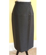 HARVE BENARD Dark Gray Button Front Smooth Wool Wrap Dress Skirt (6) NEW - $9.70