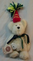 Boyds Happy Birthday Teddy Bear W/ Party Hat 11" Plush Stuffed Animal W/ Tag - $19.80