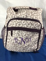 Thirty One Sling Backpack Camera Diaper Bag Say it Taupe and Purple - $19.79