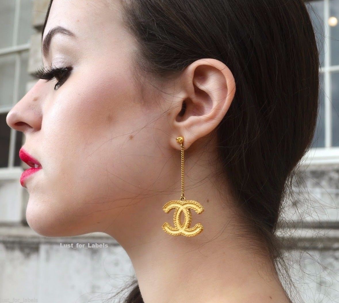 Chanel Earrings CC Seashell Drop Earrings, Gold Hardware with