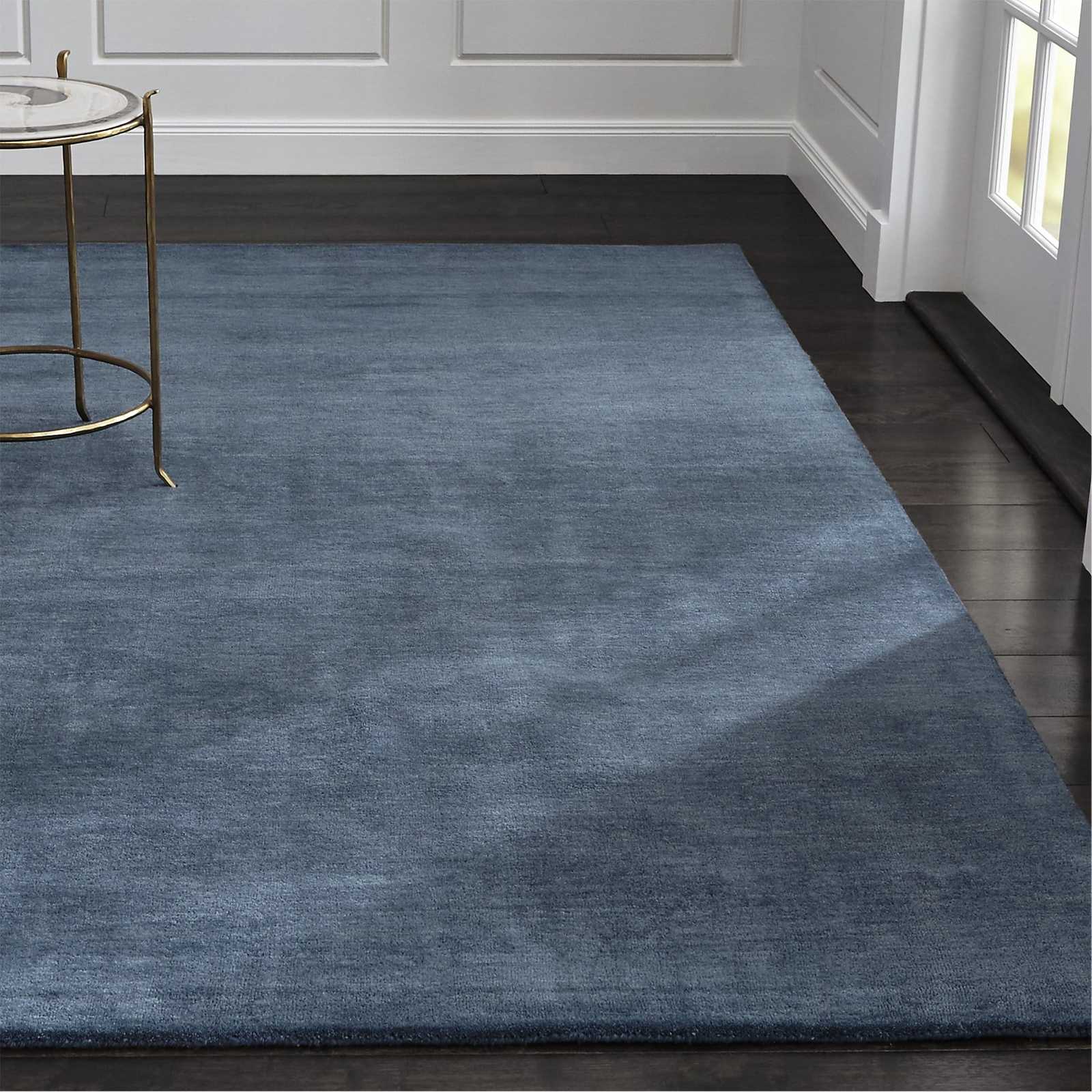 Primary image for Area Rugs 6' x 9' Baxter Blue Hand Tufted Crate & Barrel Soft Woolen Carpet
