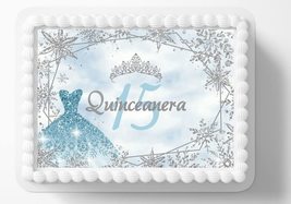 Quinceañera Quinceaños Blue and Silver Edible Image Edible 15 Year Birth... - $16.47