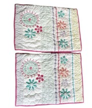 Pottery Barn Kids Maya Dandeloin Pillow Shams Standard Floral Quilted Se... - $39.59