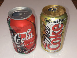Coca-Cola Classic &amp; Diet Caffeine Free Coke Vintage 1996-1997 Dented Cans - $2.47