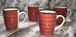 Royal Norfolk Stoneware Coffee Mugs Dinnerware Cups Red-Set Of 4-RARE-SHIP N 24H - $49.38