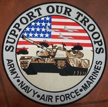 Support Our Troops Army Navy Air Force Marines 12" Embroidered Patch, New - $19.95