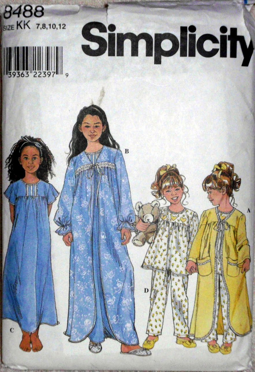Primary image for Simplicity 8488 Girls Sizes 7-12 Sleepwear Robe Nightgown Pajamas Pattern
