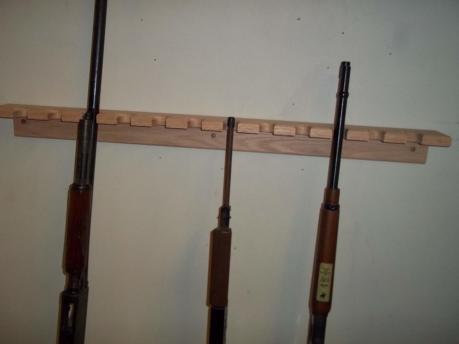 handmade Oak Closet Gun Rack 3 Pack - Single Barrel Model - North America