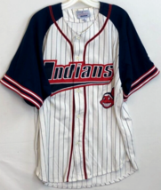 Cleveland Indians Chief Wahoo MLB Vintage 90s Sewn Striped White Jersey XL - $123.75