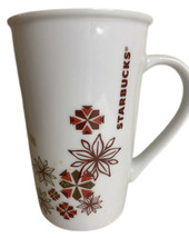 Starbucks Coffee Mug 12 oz Colorful Red Brown Geometric Flower Holiday Christmas - $8.60