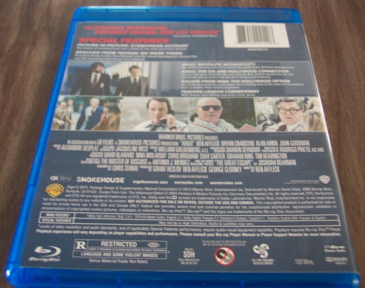 ARGO Bluray DVD 2 Disc SET MOVIE Ben Affleck Bryan Cranston DVDs