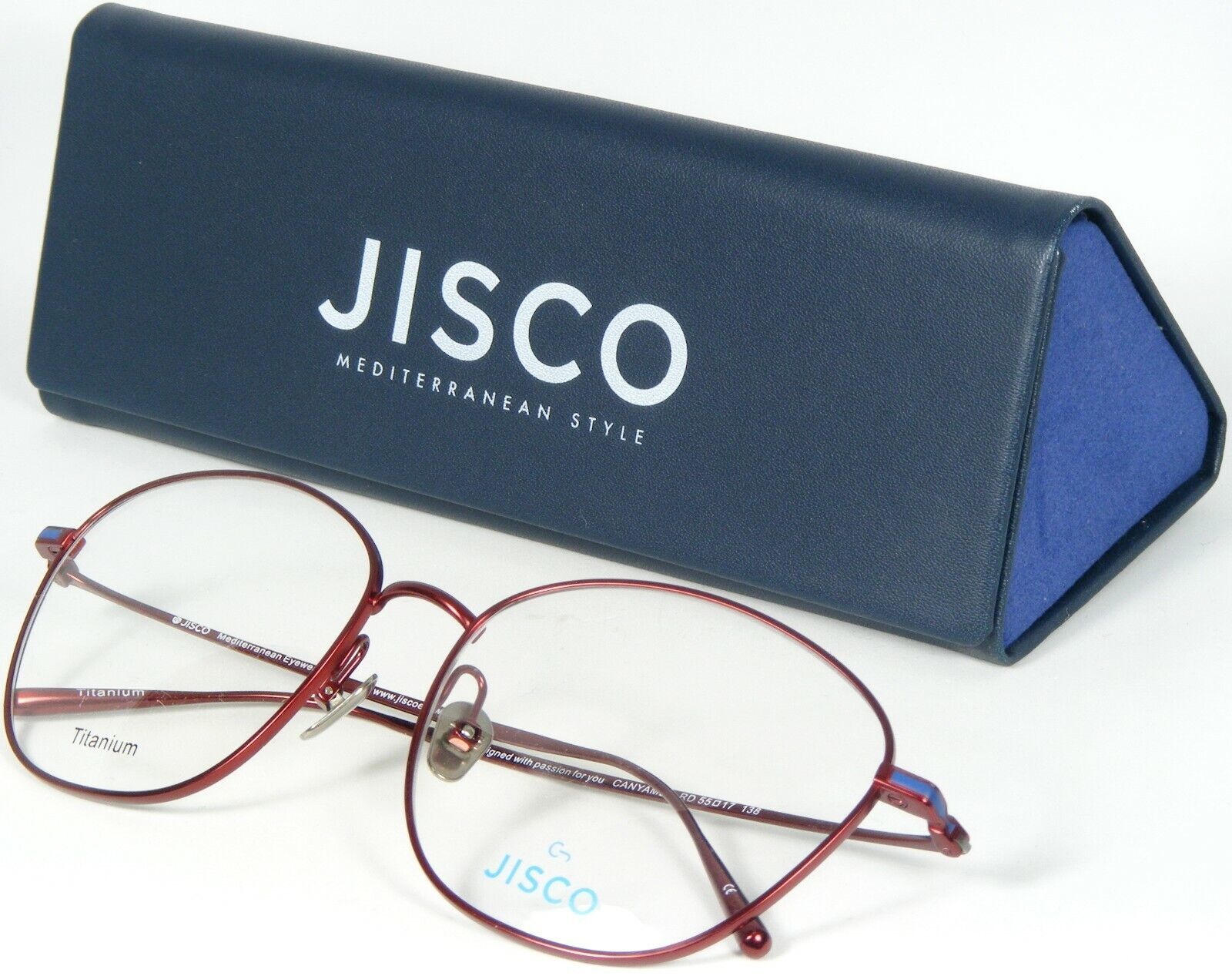 JISCO CANYAMEL RD RED /BLUE EYEGLASSES GLASSES TITANIUM FRAME 55-17 ...