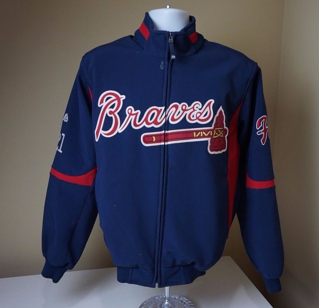 Vintage 90s MLB Atlanta BRAVES Majestic FAN JERSEY GRAY NWT NEW Old Stock  XL
