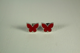 Mini Carnelian Silver Plated Butterfly Earrings - $30.00