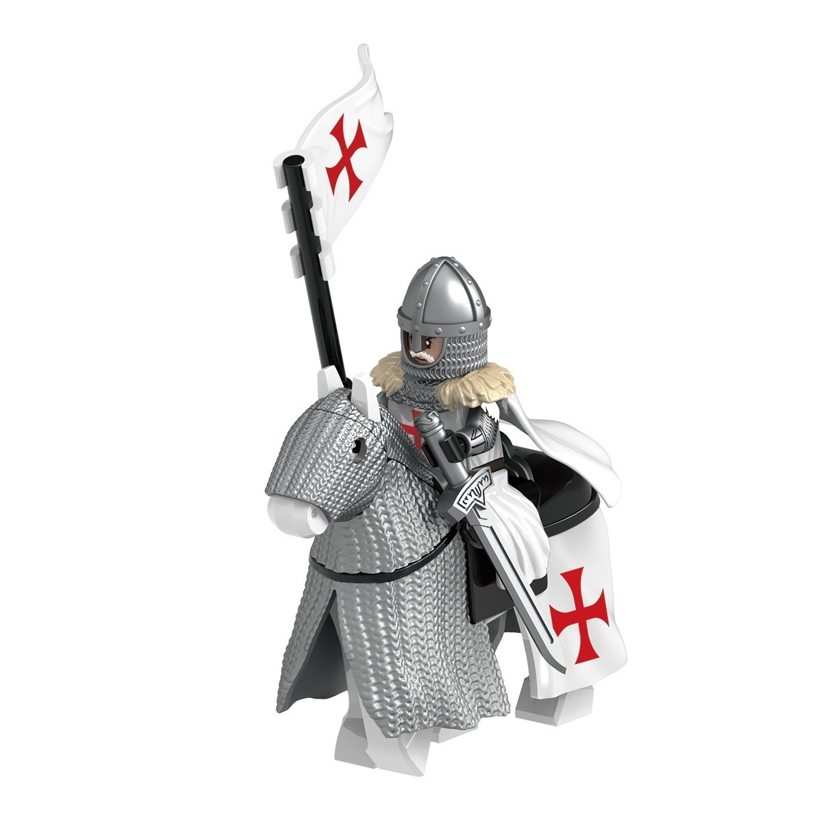 2pcs The Knights Templar War Horse Flag Minifigures Weapons and ...