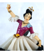 Alka Dresden Porcelain Lace Flamenco Dancer Lady Figurine Rare Black Lac... - $69.99
