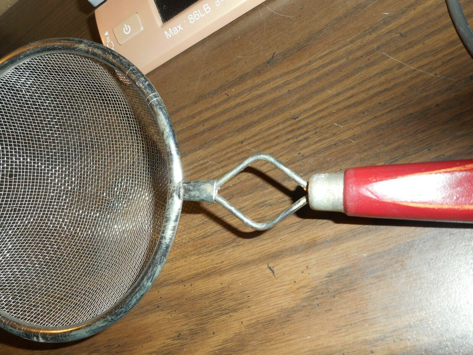 Vintage Androck Egg Beater Manual Hand Mixer Red Wooden Handles