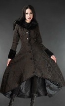 Women&#39;s Brown Brocade Gothic Victorian Winter Long Corset-Back Steampunk... - $169.83