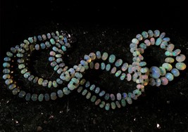 Natural Ethiopian Opal Beads Necklace, Fire Welo Opal, Opal Rondelle Beads - $320.00+