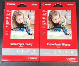 Set of 2 Canon Inkjet Photo Paper Plus Glossy GP-601 4&quot;x6&quot; 50 Sheets Each - $17.81