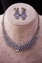 Something BLUE Necklace set - Vintage Rhinestone arched choker - chandel... - $155.00