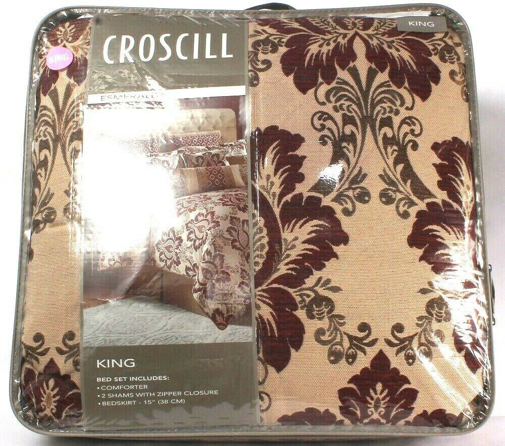 Croscill Esmeralda Bordeaux King Bet Set Includes Comforter 2 Shams Bed