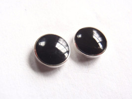 Simulated Black Onyx 925 Sterling Silver Round Stud Earrings 5mm - $10.79
