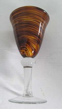 TOPAZ Brown Swirl Style MURANO Handblown Art Glass Goblet Display - $29.99