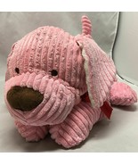 18" Animal Adventure Pink Corduroy Ribbed Chenille Puppy Dog with Red Bow Plush - $18.04