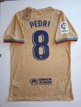 Pedri #8 FC Barcelona #8 La Liga Match Slim Gold Away Soccer Jersey 2022... - $100.00