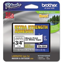 Brother Extra stregth Tape, Black on White, 18mm (Clam) (TZeS241CS) - $32.99