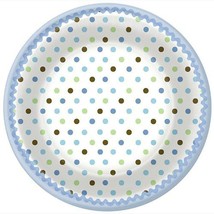 Tickled Blue Polka Dots Baby Shower Lunch Plates 8 Per Package New - $3.95