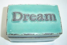  Turquoise Worn  Dream Ceramic Trinket Box - $12.99