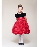 Dressy Velvet Top Swirl Floral Red Skirt Pageant Flower Girl Dress Crayo... - $53.99
