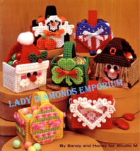 Holiday Mini Baskets Vintage Plastic Canvas Craft Booklet 1456, 7 Designs - $6.68