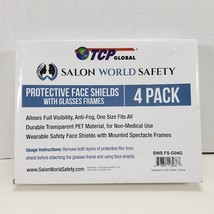 Salon World Safety Clear Face Shields with Glasses Frames (4 Pack) - Ant... - $13.09
