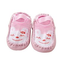 Baby Toddler Non-Slip Indoor Slipper Floor Socks Winter Warm Socks, 1 Pair (Pink