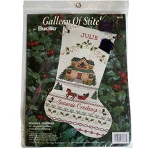 Bucilla Seasons Greeting Gallery Stitches  #3333 16&quot; Cross Stitch Stocki... - $17.09