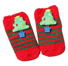 Four Pairs Children Socks Cute Socks Christmas Socks Coral Velvet Floor Socks