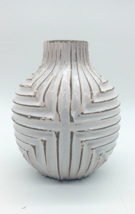 West Elm Decorative Terracotta Vase Handcrafted Ribbed Geometric Distres... - $34.64